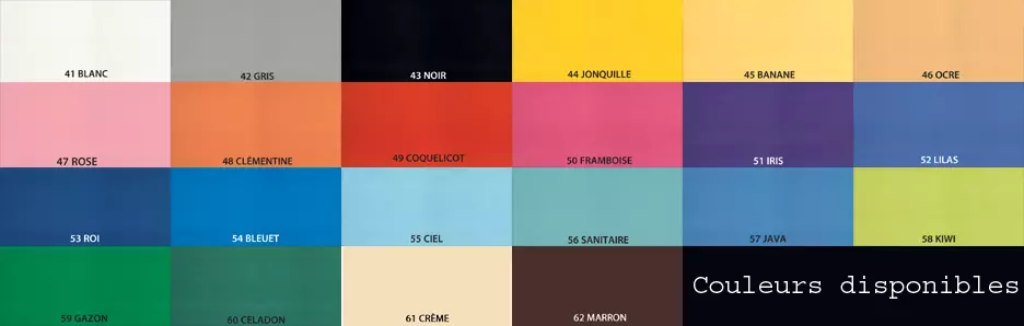 Nuancier Ecopostural 22 couleurs disponibles