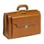 Brown leather briefcase Standing Deboissy 