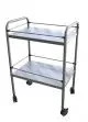 Table, stainless steel, 60 x 40 x 80 cm, 2 removable trays with galleries