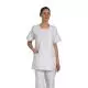 Woman's white medical tunic Tilly  facing a green stripe Mulliez
