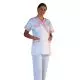 Women Medical Tunic Timme white with pink piping Mulliez