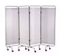 4 stainless steel screen panels with white curtains stretched Holtex