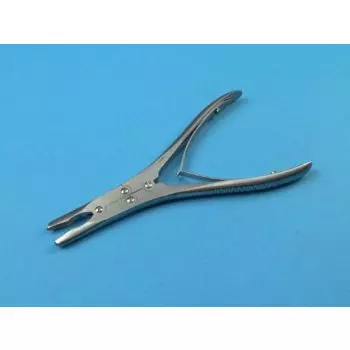 Gouge forceps Ruskin, double articulation, bits 5 mm, 18 cm curved Holtex