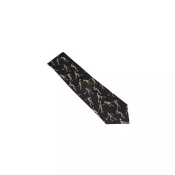 Skeletons Playing Sports Necktie -Black -Silk W41060