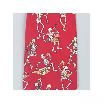 Necktie "Eating skeleton", Red- Silk W41064