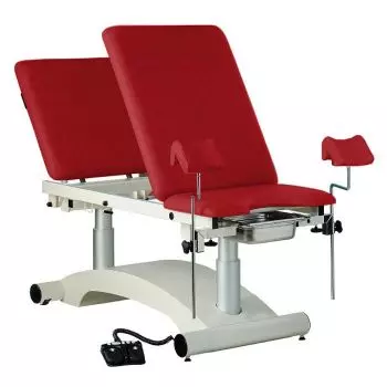 Examination couch with electric height adjustment, 3 sections with pair of leg rests Carina Ovalia 13