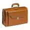 Brown leather briefcase Standing Deboissy 