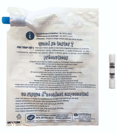 HOMESOFT Lot 30 Éthylotests Contralco NF 0,5 G/l – Ballon Jetable Sans Chrome – Fabriqué En France