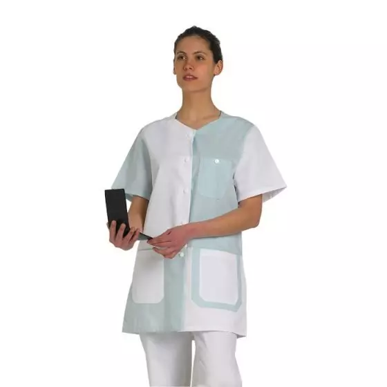Woman's medical tunic Telsa white / green Mulliez