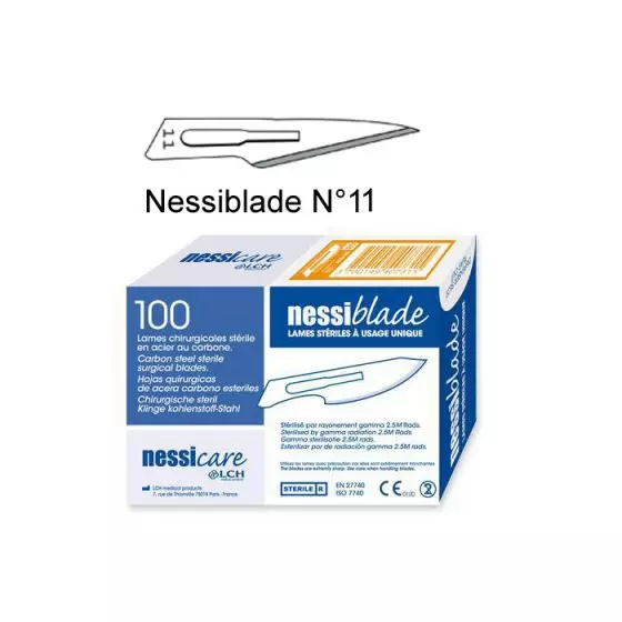 scalpels Blades sterile disposable N11 LCH Nessiblade box of 100