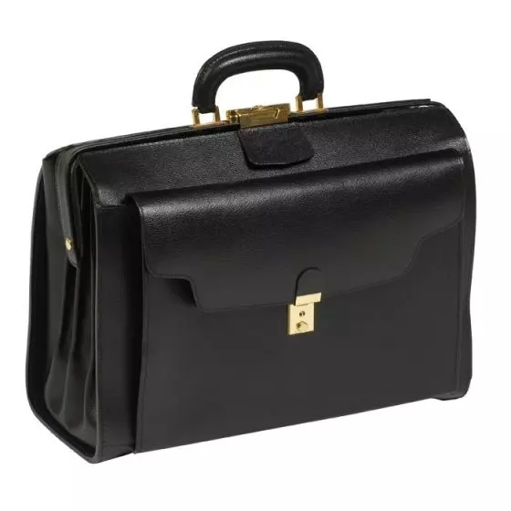 Black leather briefcase Standing Deboissy