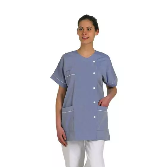 Women's Medical Tunic Traxa blue with white piping Mulliez 